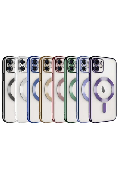 KILIFTECH iPhone 12 Uyumlu Kamera Korumalı Magsafe Wireless Şarj Özellikli Zore Demre Kılıf-Lila - Resim 2