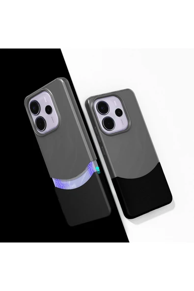 NÜANSTEK Redmi Note 14 5G Kılıf Mıknatıslı NUA Duble Kapak - Siyah ürün görseli