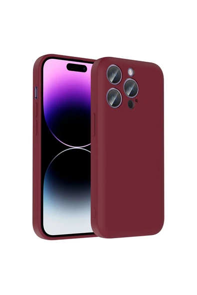 KILIFTECH iPhone 14 Pro Kılıf Kamera Korumalı Kartlık Hazneli KTH Vitra Kapak - Mürdüm ürün görseli