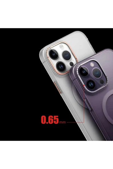 KILIFTECH iPhone 14 Pro Max Uyumlu Magsafe Şarj Özellikli Buzlu Sert PC Zore Tuval Kılıf-Derin Mor - 2