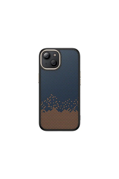 KILIFTECH iPhone 13 Kılıf M-safe Şarj Özellikli Karbon Fiber Görünümlü KTH Antina Kapak - Mavi ürün görseli