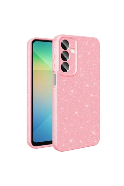 FZD GLOBAL Galaxy A16 Kılıf Kamera Korumalı Simli Lüks FZD Koton Kapak - Siyah - Resim 2