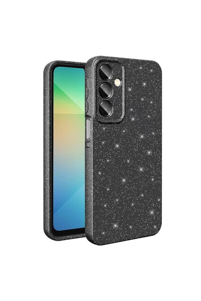 FZD GLOBAL Galaxy A16 Kılıf Kamera Korumalı Simli Lüks FZD Koton Kapak - Siyah ürün görseli 1