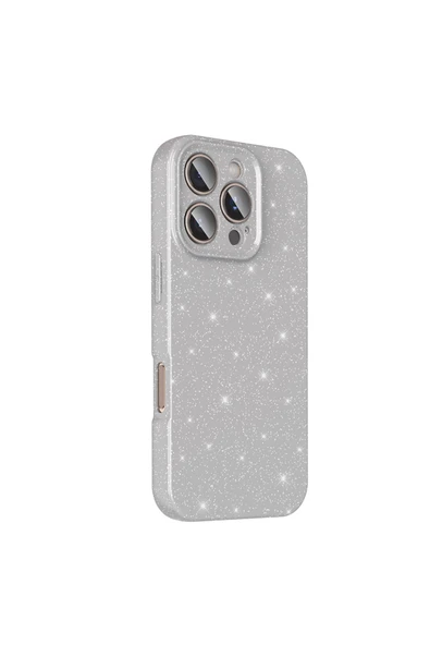 KILIFTECH iPhone 16 Pro Max Kılıf Kamera Korumalı Simli Lüks KTH Koton Kapak - Gümüş - Resim 5