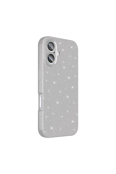 KILIFTECH iPhone 16 Kılıf Kamera Korumalı Simli Lüks KTH Koton Kapak - Siyah - Resim 5