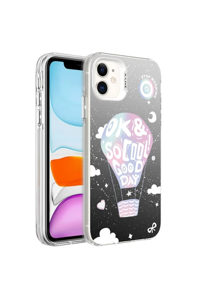 KILIFTECH iPhone 11 Uyumlu Desenli Zore Silver Sert Kılıf-Balon