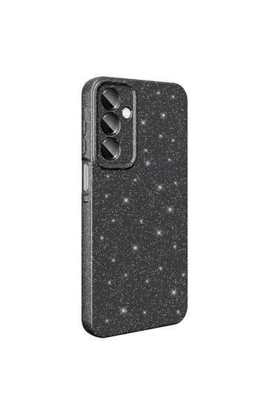 FZD GLOBAL Galaxy A16 Kılıf Kamera Korumalı Simli Lüks FZD Koton Kapak - Siyah - Resim 8