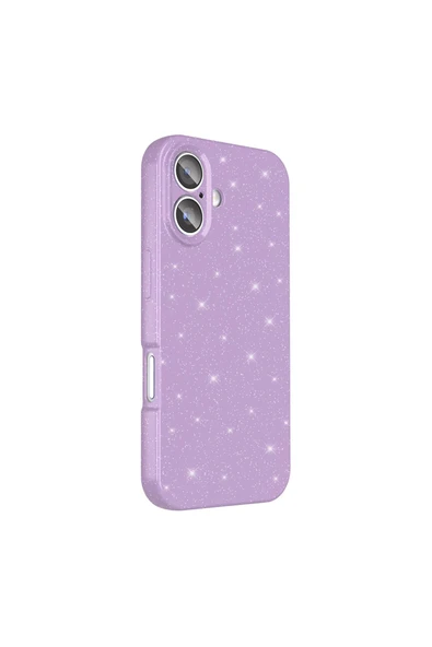 KILIFTECH iPhone 16 Kılıf Kamera Korumalı Simli Lüks KTH Koton Kapak - Siyah - Resim 7