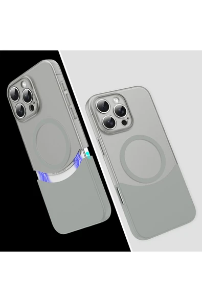 mobrika iPhone 16 Pro Max Kılıf M-Safe Şarj Özellikli Mıknatıslı MBRK Duble Kapak - Gri ürün görseli