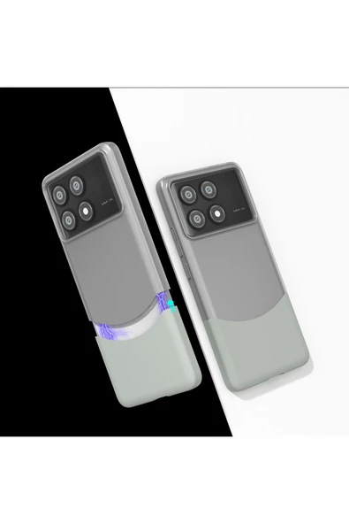 Goocamp Poco X6 Pro Kılıf Mıknatıslı GCMP Duble Kapak - Gri ürün görseli