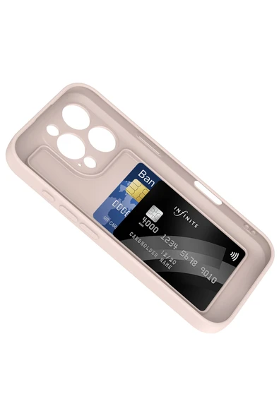 KILIFTECH iPhone 16 Pro Kılıf Kamera Korumalı Kartlık Hazneli KTH Vitra Kapak - Mürdüm - Resim 3