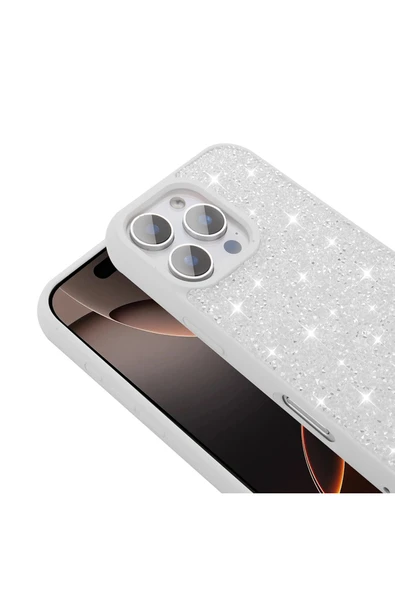 mobrika iPhone 16 Pro Max Kılıf Parlak Taşlı Tasarım MBRK Pırlanta Kapak - Pembe - Resim 4