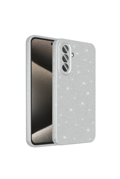 Teknodur Galaxy A56 Kılıf Kamera Korumalı Simli Lüks TKDR Koton Kapak - Gümüş ürün görseli 1