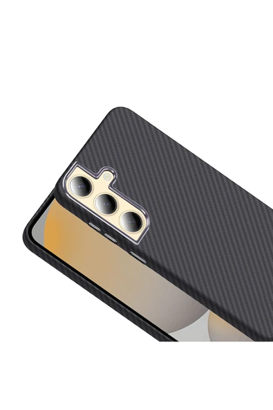 zore Galaxy S24 Kılıf M-safe Şarj Özellikli Karbon Fiber Görünümlü UCY Gros Kapak - Siyah - Resim 8