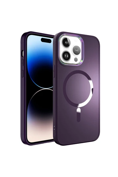 çelikeliletişim iPhone 14 Pro Uyumlu Magsafe Wireless Şarj Özellikli Zore Stil Kapak-Derin Mor ürün görseli