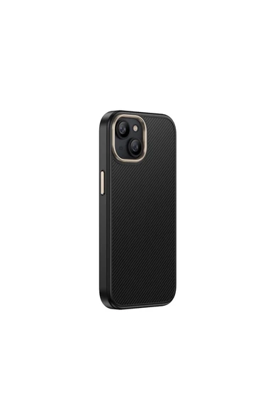 KILIFTECH iPhone 15 Plus Kılıf M-safe Şarj Özellikli Karbon Fiber Görünümlü KTH Antina Kapak - Siyah - 5