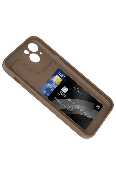 KILIFTECH iPhone 15 Kılıf Kamera Korumalı Kartlık Hazneli KTH Vitra Kapak - Siyah - Resim 3