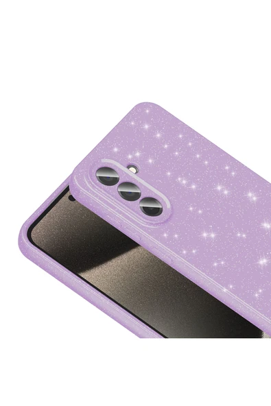 Teknodur Galaxy A56 Kılıf Kamera Korumalı Simli Lüks TKDR Koton Kapak - Gümüş - Resim 6