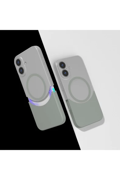 wenixs aksesuar iPhone 16 Kılıf M-Safe Şarj Özellikli Mıknatıslı WNX Duble Kapak - Gri ürün görseli