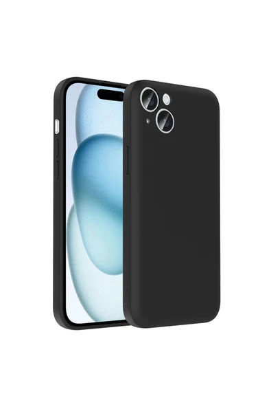 KILIFTECH iPhone 15 Kılıf Kamera Korumalı Kartlık Hazneli KTH Vitra Kapak - Siyah ürün görseli