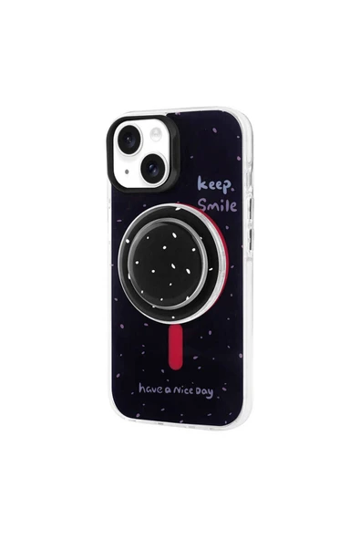 Boğazören iPhone 14 Zore Magsafe Şarj Özellikli Tak-Çıkar Pop Soketli Zore Tiktok Kılıf-Siyah
