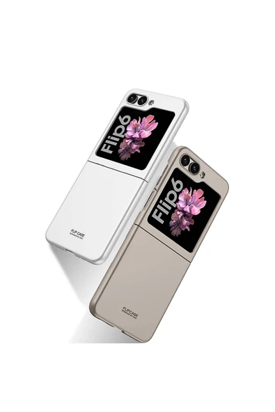 zore Galaxy Z Flip 6 Kılıf Zore Sert Kıpta Kapak-Gümüş - 4
