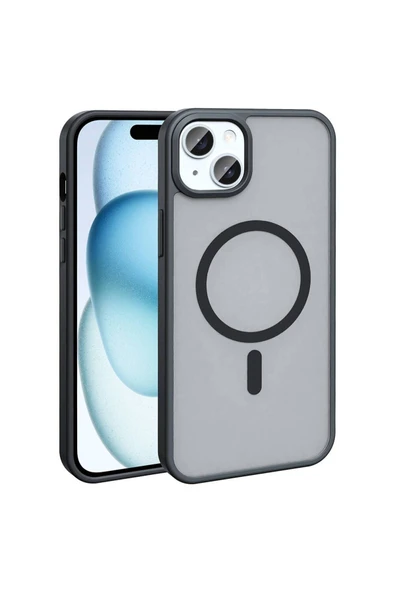 ezotech iPhone 14 Plus Kılıf Magsafe Şarj Özellikli Mat Arka Yüzey Zore Sio Kapak-Siyah ürün görseli