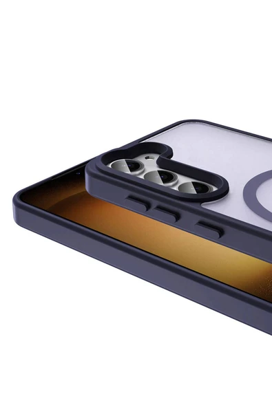 zore Galaxy S23 Kılıf Magsafe Şarj Özellikli Mat Arka Yüzey Zore Sio Kapak-Gri - Resim 4