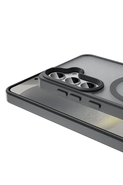 ezotech Galaxy S23 FE Kılıf Magsafe Şarj Özellikli Mat Arka Yüzey Zore Sio Kapak-Siyah - Resim 4