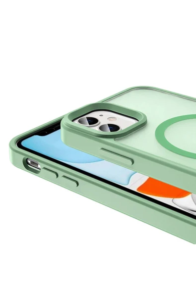 zore iPhone 11 Kılıf Magsafe Şarj Özellikli Mat Arka Yüzey Zore Sio Kapak-Gri - Resim 5