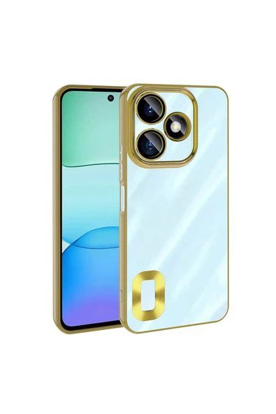 zore Xiaomi Redmi 13 4G Kılıf Kamera Korumalı Logo Gösteren Zore Omega Kapak-Gold