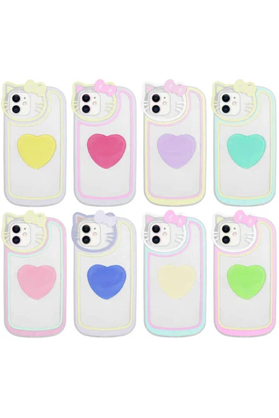 zore iPhone 11 Uyumlu Kedi Figürlü Transparan Pop Soketli Zore Ritmik Kılıf-Sarı - Resim 2