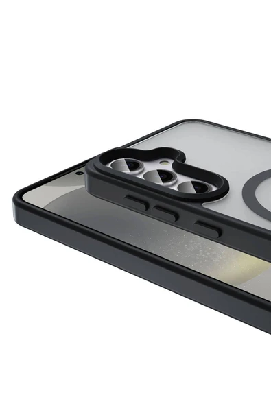 ezotech Galaxy S23 FE Kılıf Magsafe Şarj Özellikli Mat Arka Yüzey Zore Sio Kapak-Siyah - Resim 2