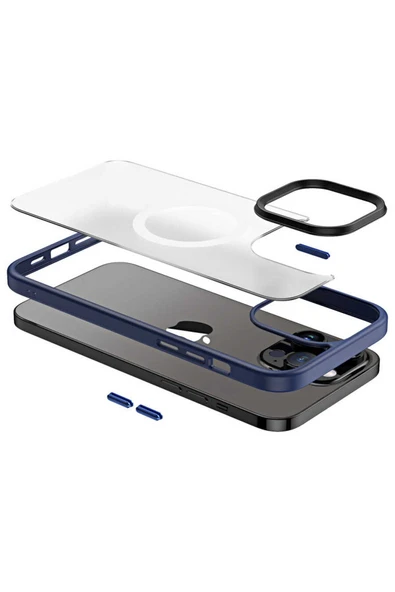 zore iPhone 13 Pro Max Uyumlu Wireless Şarj Özellikli Zore Hibrit Magsafe Kılıf-Siyah - Resim 3