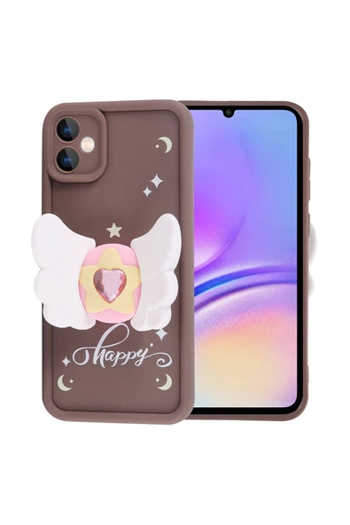 zore Galaxy A05 Kılıf Kamera Korumalı Figür Tasarımlı Zore Kapya Kapak-Koyu Kahve - 5