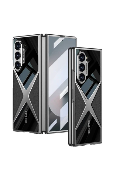 Zeyline Galaxy Z Fold 6 Kılıf Ultra İnce Kamera Korumalı PC + Deri Arka Yüzey Zore X-Pro Kapak-Siyah ürün görseli 1