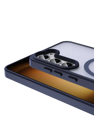 zore Galaxy S23 Kılıf Magsafe Şarj Özellikli Mat Arka Yüzey Zore Sio Kapak-Gri - Resim 6