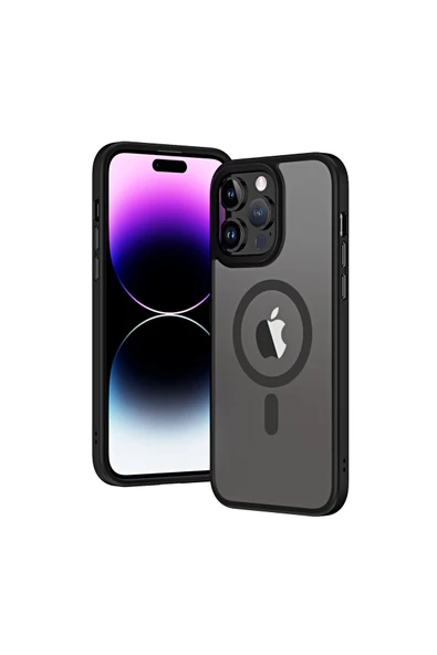 zore iPhone 13 Pro Max Uyumlu Wireless Şarj Özellikli Zore Hibrit Magsafe Kılıf-Siyah ürün görseli 1