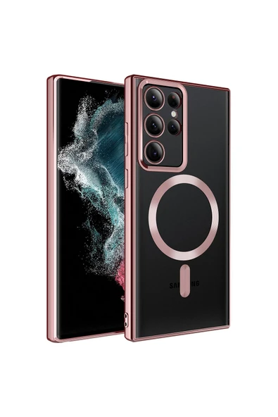 BAŞER BİLİŞİM Galaxy S22 Ultra Uyumlu Magsafe Wireless Şarj Özellikli CSK Zore Setro Silikon-Rose Gold ürün görseli