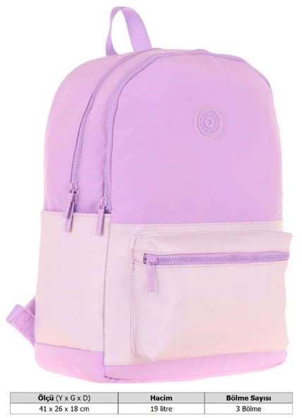 Kaukko Cube Üç Bölmeli Kız Çocuk Mor Okul Çantası - K1821 - Resim 4