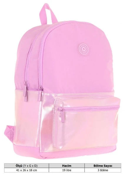 Kaukko Cube Üç Bölmeli Kız Çocuk Pembe Okul Çantası - K1819 - Resim 4