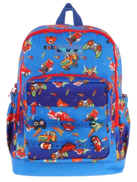 Kaukko Kids Dört Bölmeli Erkek Çocuk Silikon Aksesuarlı Mavi Kırmızı İlkokul Çantası - Resim 2