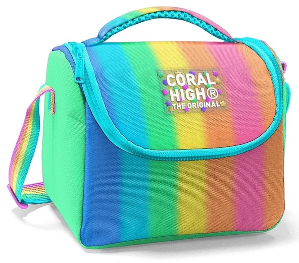 Coral High Kız Çocuk Beslenme Çantası - Thermo - Renkli Çizgili Mavi Turuncu - 6