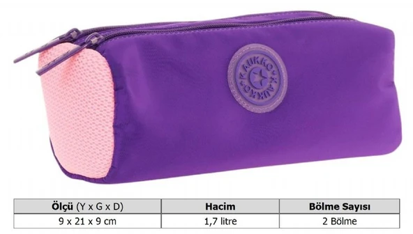 Kaukko İki Bölmeli Kız Çocuk Okul Kalem Çantası - Mor - K2740 - Resim 3