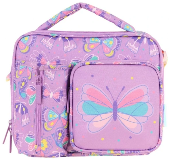 Kaukko Kız Çocuk, Lila, Kelebek Desenli Isı Yalıtımlı Üç Bölmeli (Matara Cepli) Okul Beslenme Çantası L7222 - Resim 2