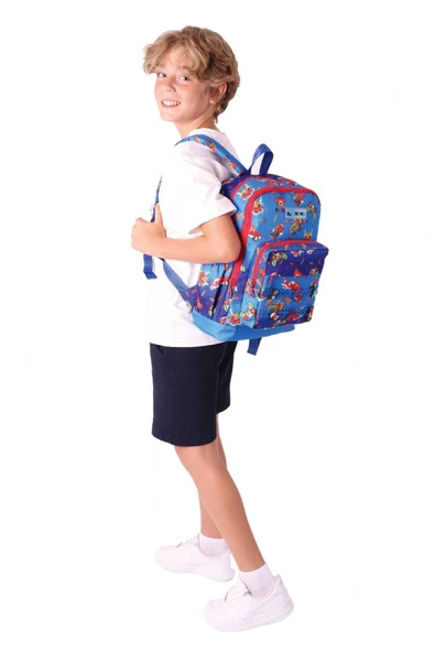 Kaukko Kids Dört Bölmeli Erkek Çocuk Silikon Aksesuarlı Mavi Kırmızı İlkokul Çantası - Resim 5