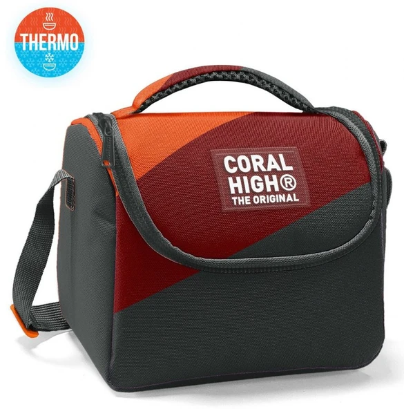 Coral High İlkokul Erkek Çocuk Okul Beslenme Çantası, Turuncu Bordo Gri Renkli, Termoslu (Isı Yalıtımlı) - Resim 7
