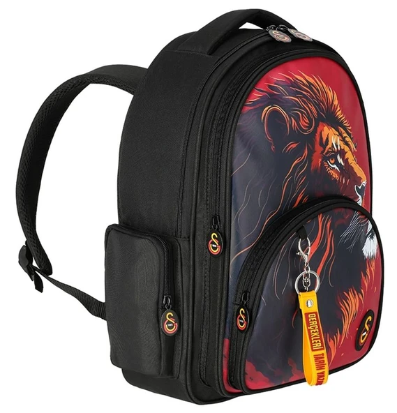 Galatasaray Erkek Çocuk Üç Gözlü Okul Sırt Çantası - Suni Deri Üzerine Aslan Baskılı - ME25560 - Resim 5