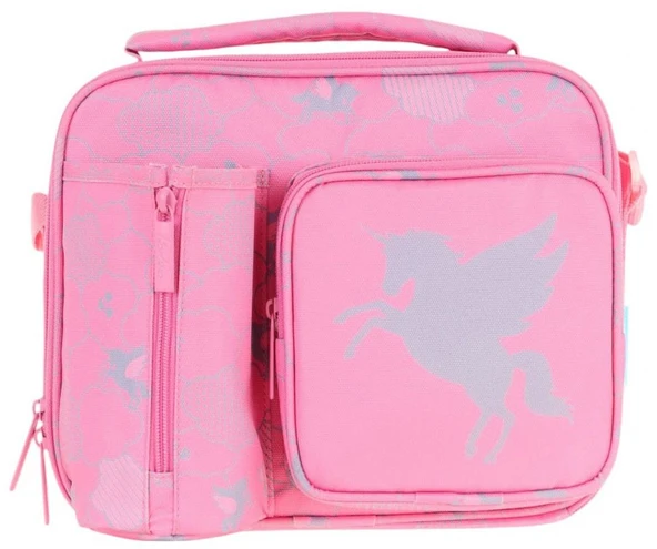 Kaukko Kız Çocuk, Pembe, Bulut Desenli Isı Yalıtımlı Üç Bölmeli (Matara Cepli) Okul Beslenme Çantası L7218 - 2