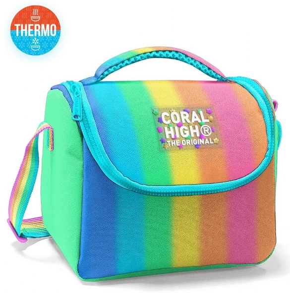 Coral High Kız Çocuk Beslenme Çantası - Thermo - Renkli Çizgili Mavi Turuncu - 2